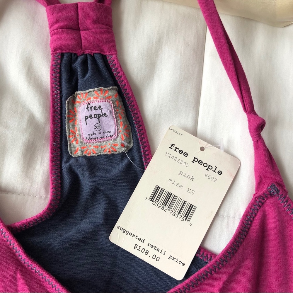 VINTAGE Free People Dress Racerback Pink Flare Mini  XS - Picture 4 of 8